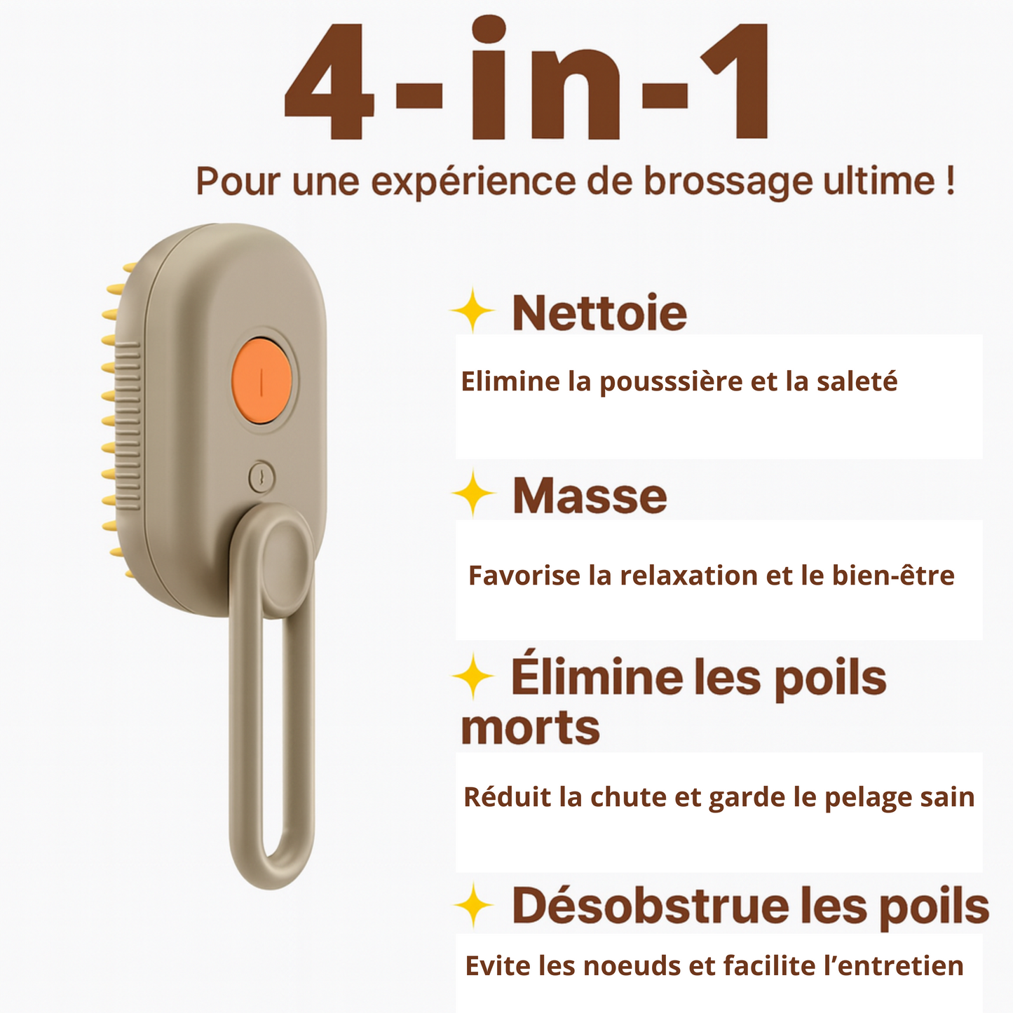 Brosse Spa Brumisante™ – Soin Doux pour Chats
